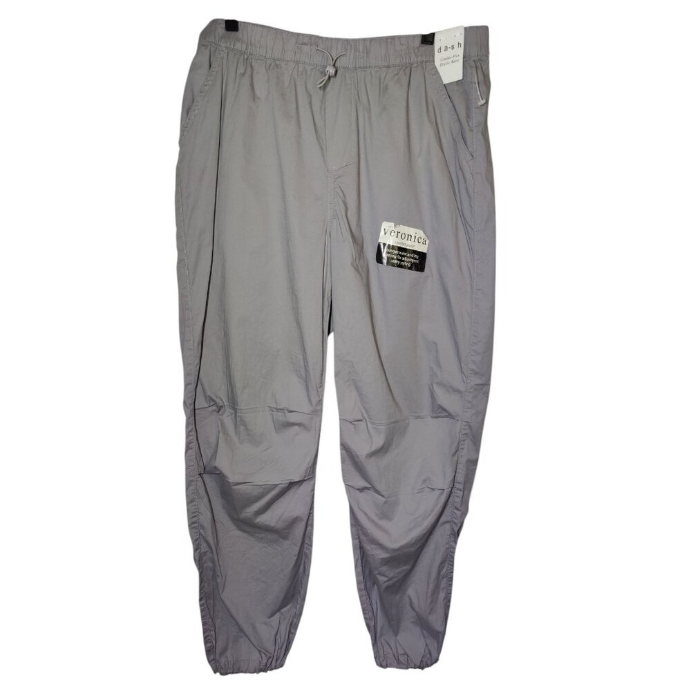 Dash Parachute Pull-On‎ 'Veronica' Pants Comfort Waist Gray Lightweight L NWT